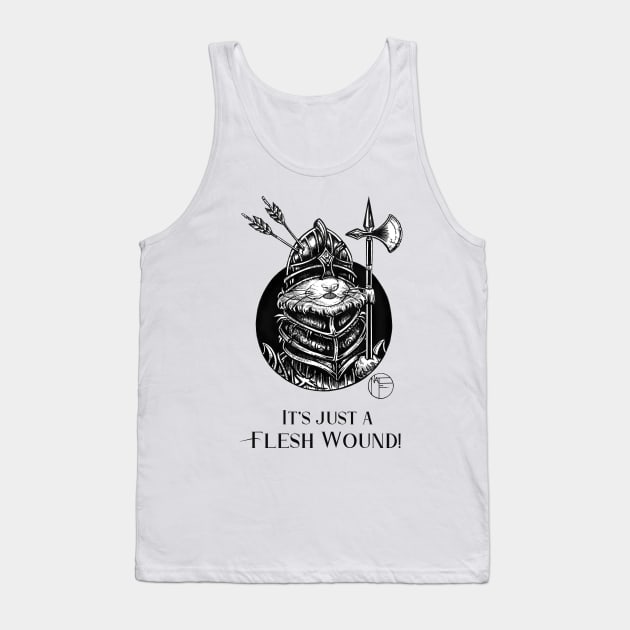 Knight Ferret - It's Just A Flesh Wound! - Black Outlined Version Tank Top by Nat Ewert Art